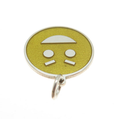 925 Sterling Silver Yellow Enamel Cunning Face Emoji Minimalist Charm Pendant