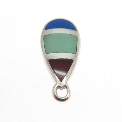 CMMA BMOS 925 Sterling Silver Vintage Lapis Lazuli Carnelian Turquoise Pendant