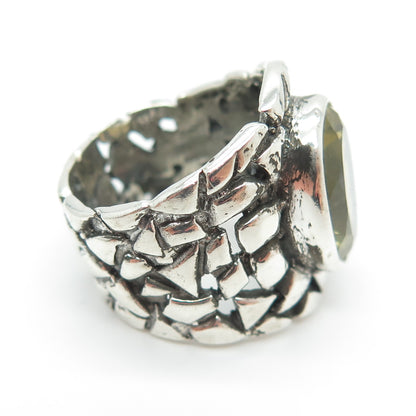 925 Sterling Silver Vintage Real Citrine Nugget Oxidized Ring Size 6