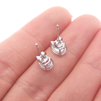 DEE BERKLEY 925 Sterling Silver Pear-Cut C Z Stud Earrings