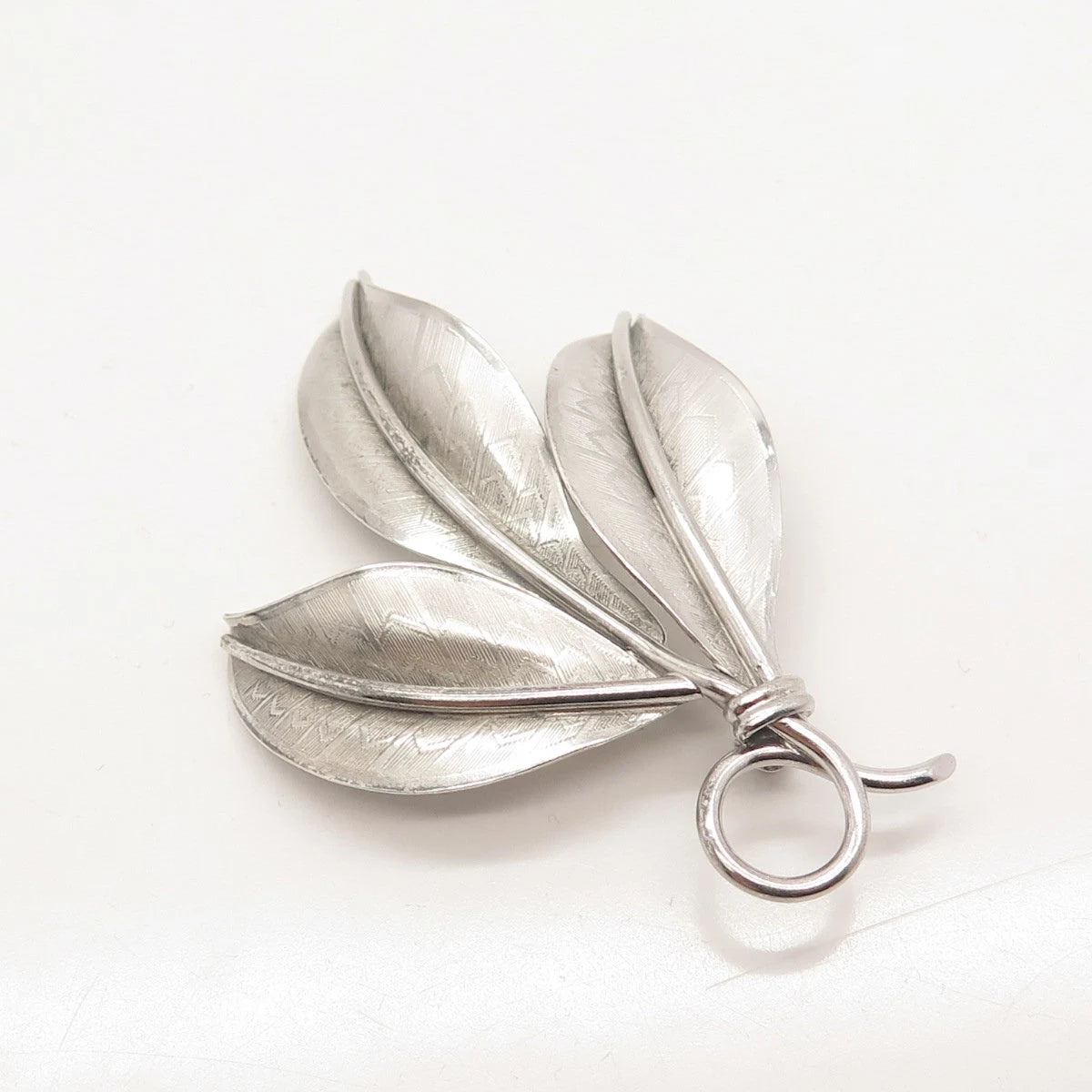 925 Sterling Silver Vintage Danecraft Triple Leaf Pin Brooch