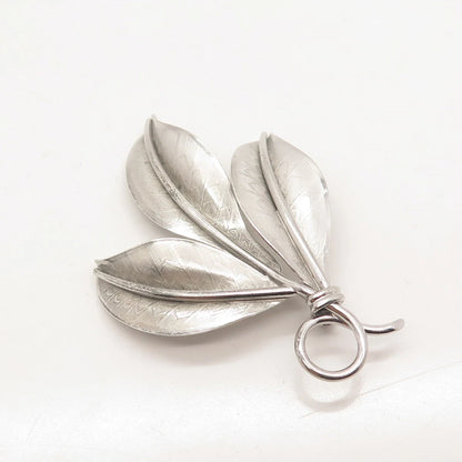 925 Sterling Silver Vintage Danecraft Triple Leaf Pin Brooch