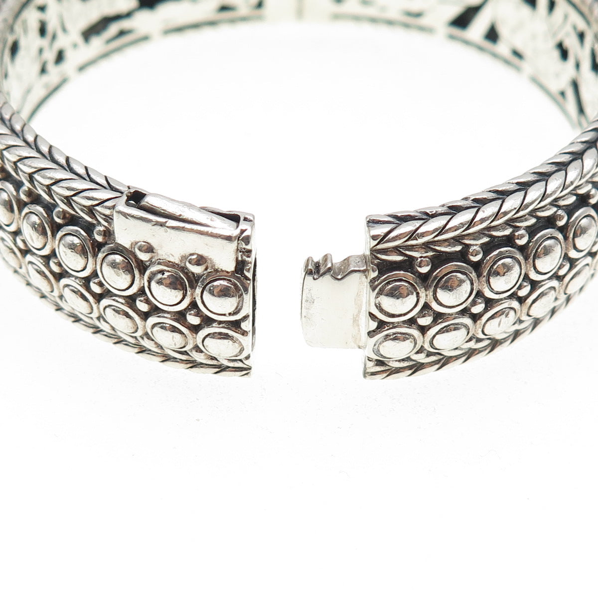 JAI by John Hardy 925 Sterling Heavy 65.7g Safari Beaded Bangle Bracelet 7.25"