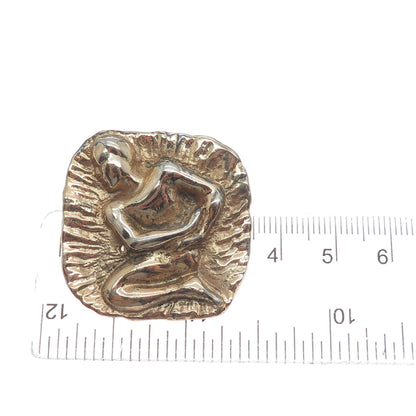 925 Sterling Silver Gold Plated Vintage Historical Ethnic Figure Pin Brooch