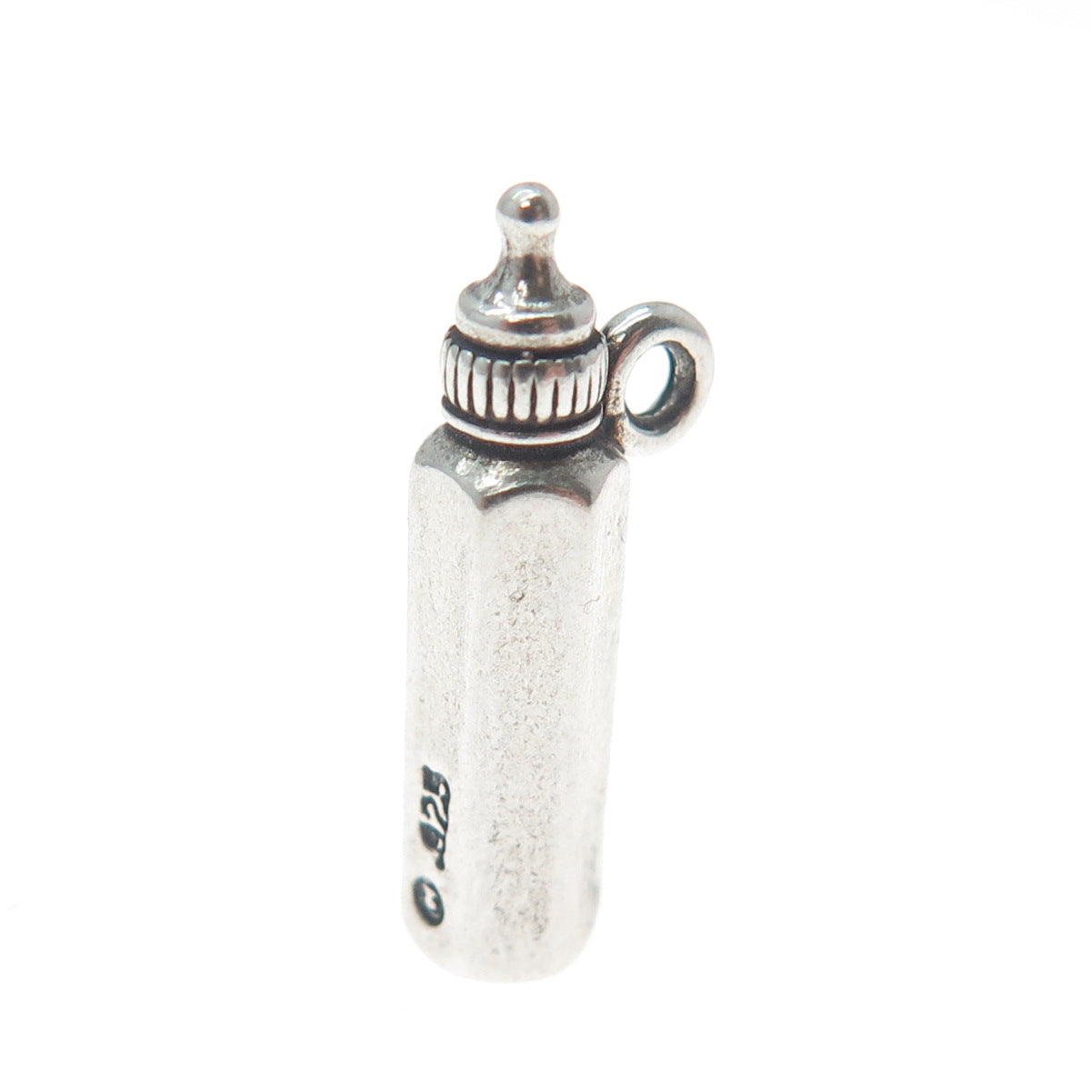 SUNWEST 925 Sterling Silver Vintage Baby Bottle Minimalist 3D Charm Pendant