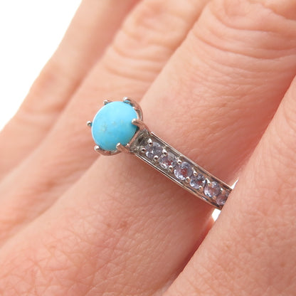 Chuck Clemency 925 Sterling Silver Real Turquoise & Iolite Ring Size 7
