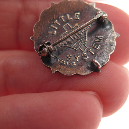 Cross Crown Little System Sterling Vintage Enamel Christian Sunday School Brooch