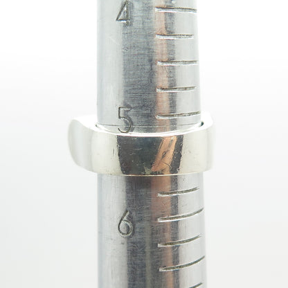 925 Sterling Silver Vintage Real Turquoise Modernist Dome Ring Size 5.5