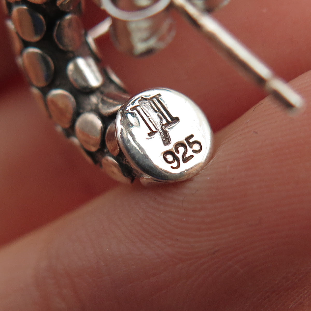 JOHN HARDY 925 Sterling Silver Vintage Dotted Hoop Earrings