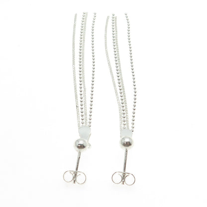 925 Sterling Silver Round Box & Ball Chain Dangling Earrings