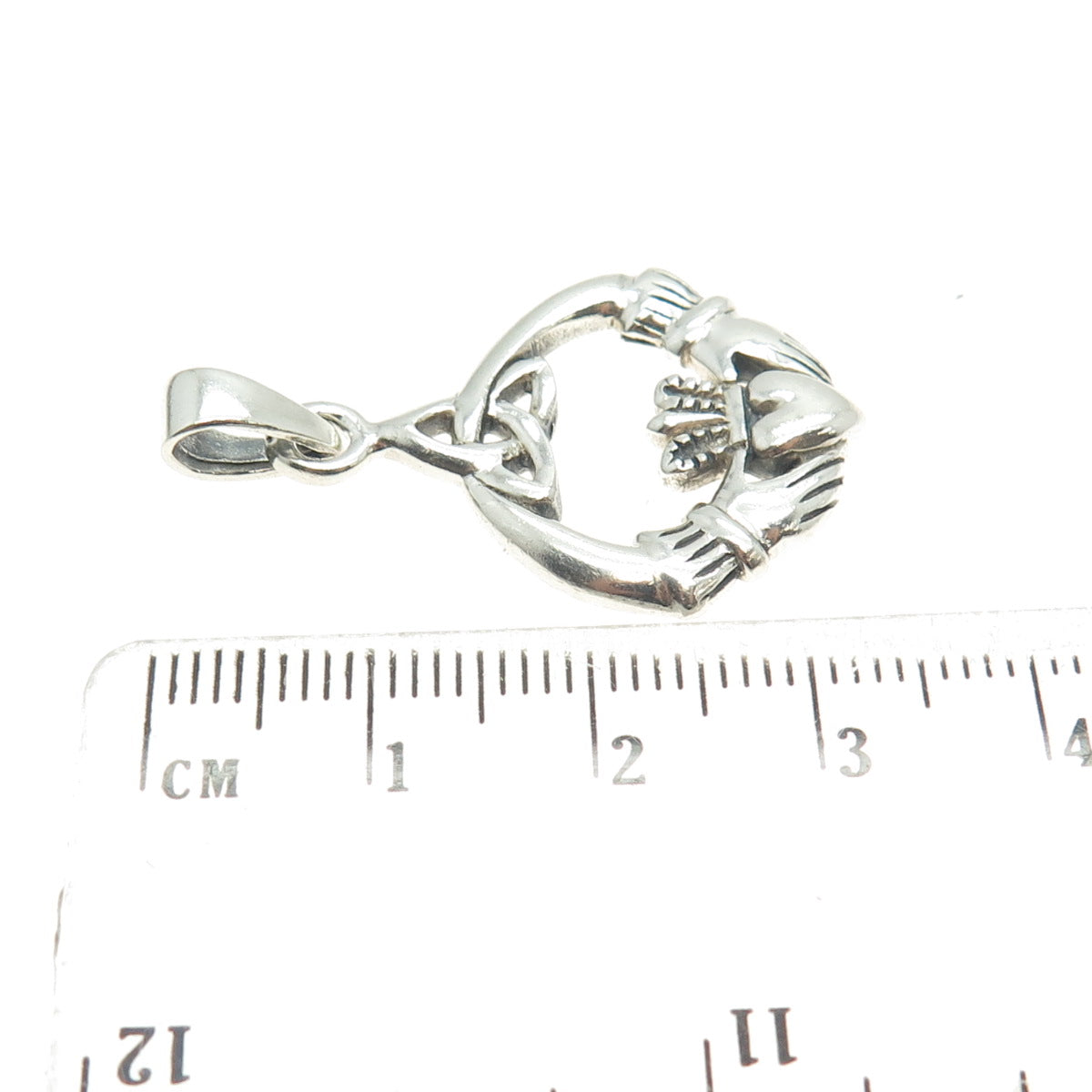 925 Sterling Silver Vintage Irish Claddagh Trinity Knot Charm Pendant