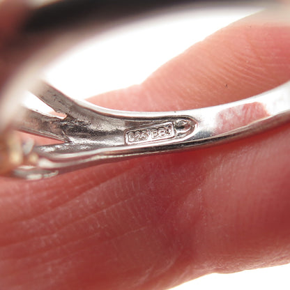 925 Sterling Silver Real Oval-Cut Morganite Floral Ring Size 6