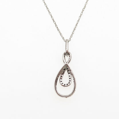 Sun 925 Sterling Silver Real Black & White Diamond Infinity Chain Necklace 18"