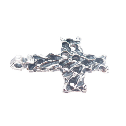 925 Sterling Silver Vintage Modernist Cross Oxidized Charm Pendant