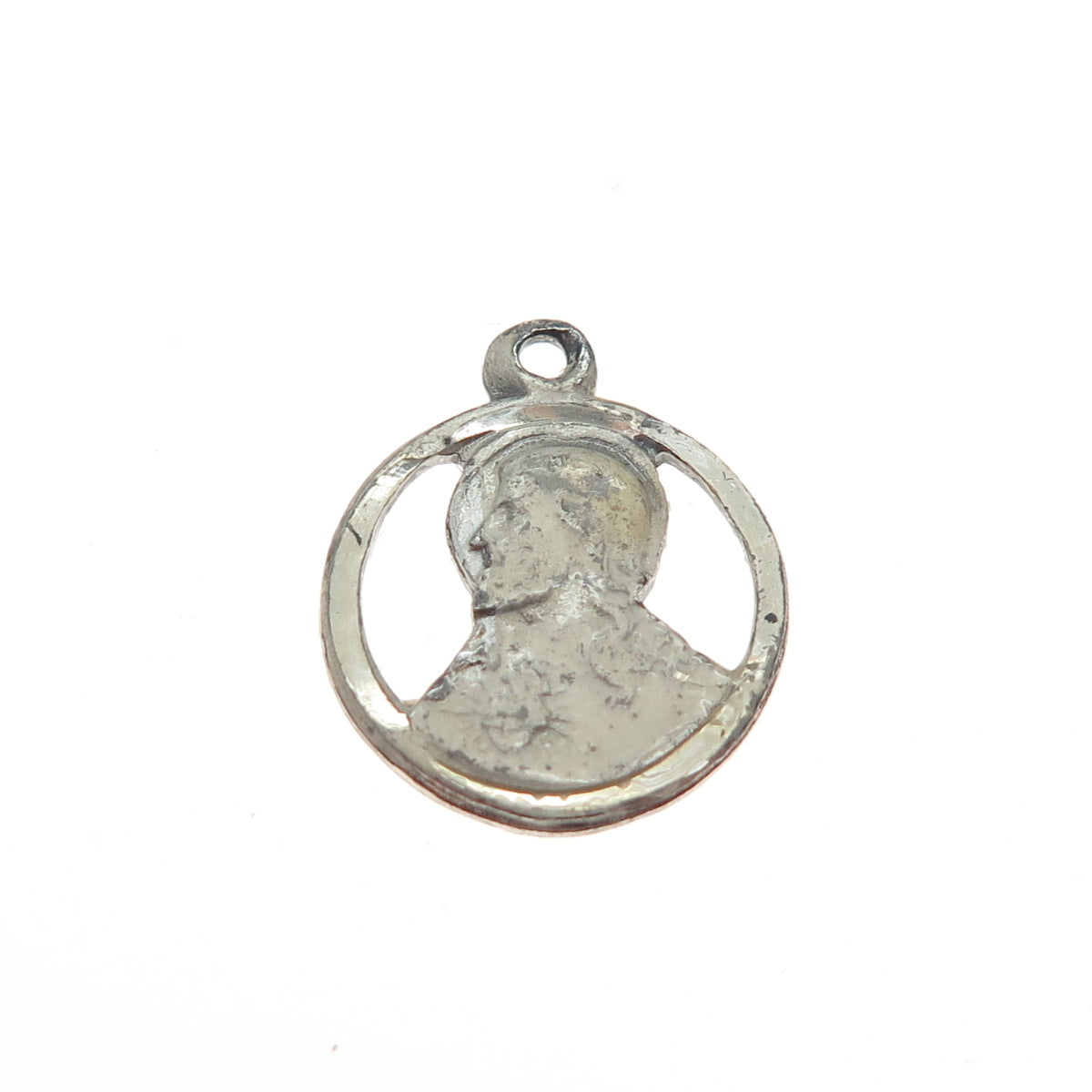 925 Sterling Silver Vintage Jesus Sacred Heart Minimalist Charm Pendant