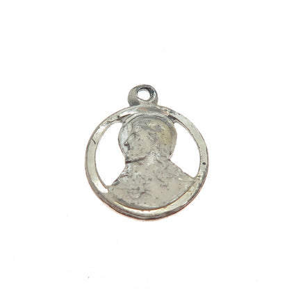 925 Sterling Silver Vintage Jesus Sacred Heart Minimalist Charm Pendant
