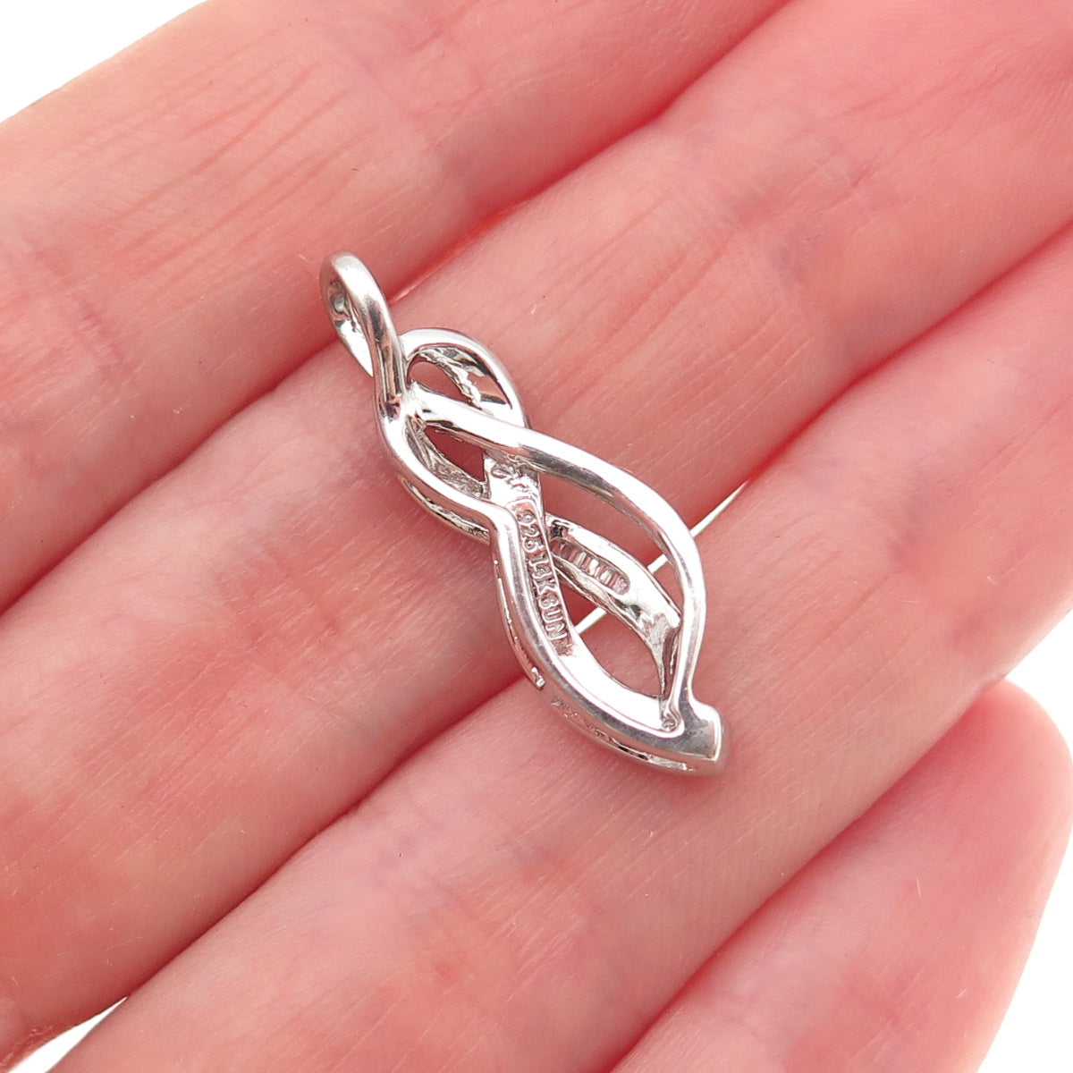 Sun 925 Sterling Silver 14K Gold Real Diamond Infinity Charm Pendant