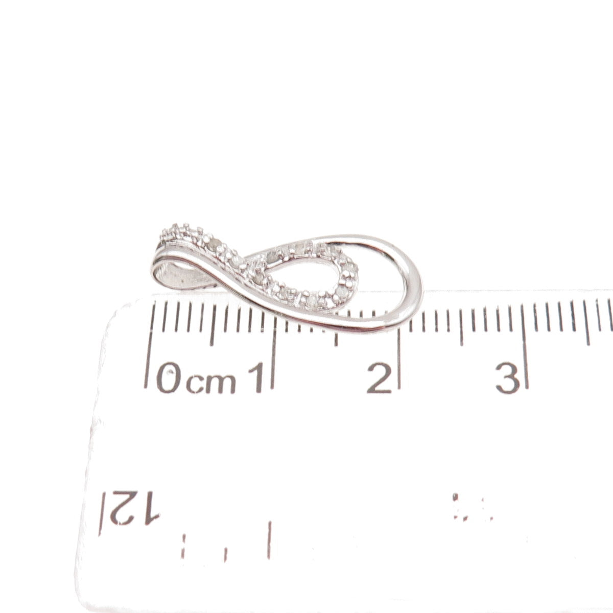925 Sterling Silver Real Round-Cut Diamond Infinity Mini Charm Pendant