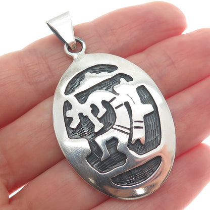 925 Sterling Silver Vintage Mexico Kokopelli Tribal Oxidized Pendant