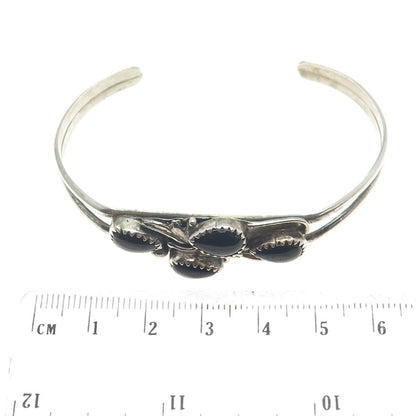 REX ABEITA NAVAJO Old Pawn Sterling Silver Black Onyx Adjustable Bracelet 6.75"