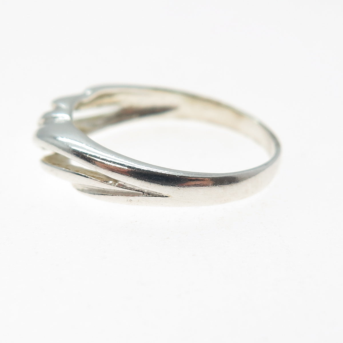 925 Sterling Silver Vintage Modernist Wavy Ring Size 8.25