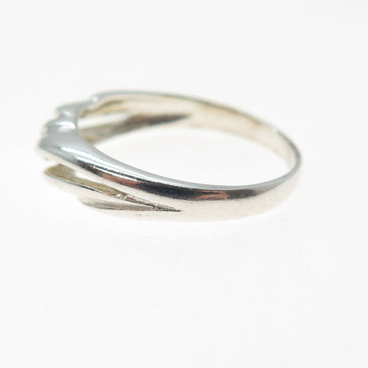 925 Sterling Silver Vintage Modernist Wavy Ring Size 8.25