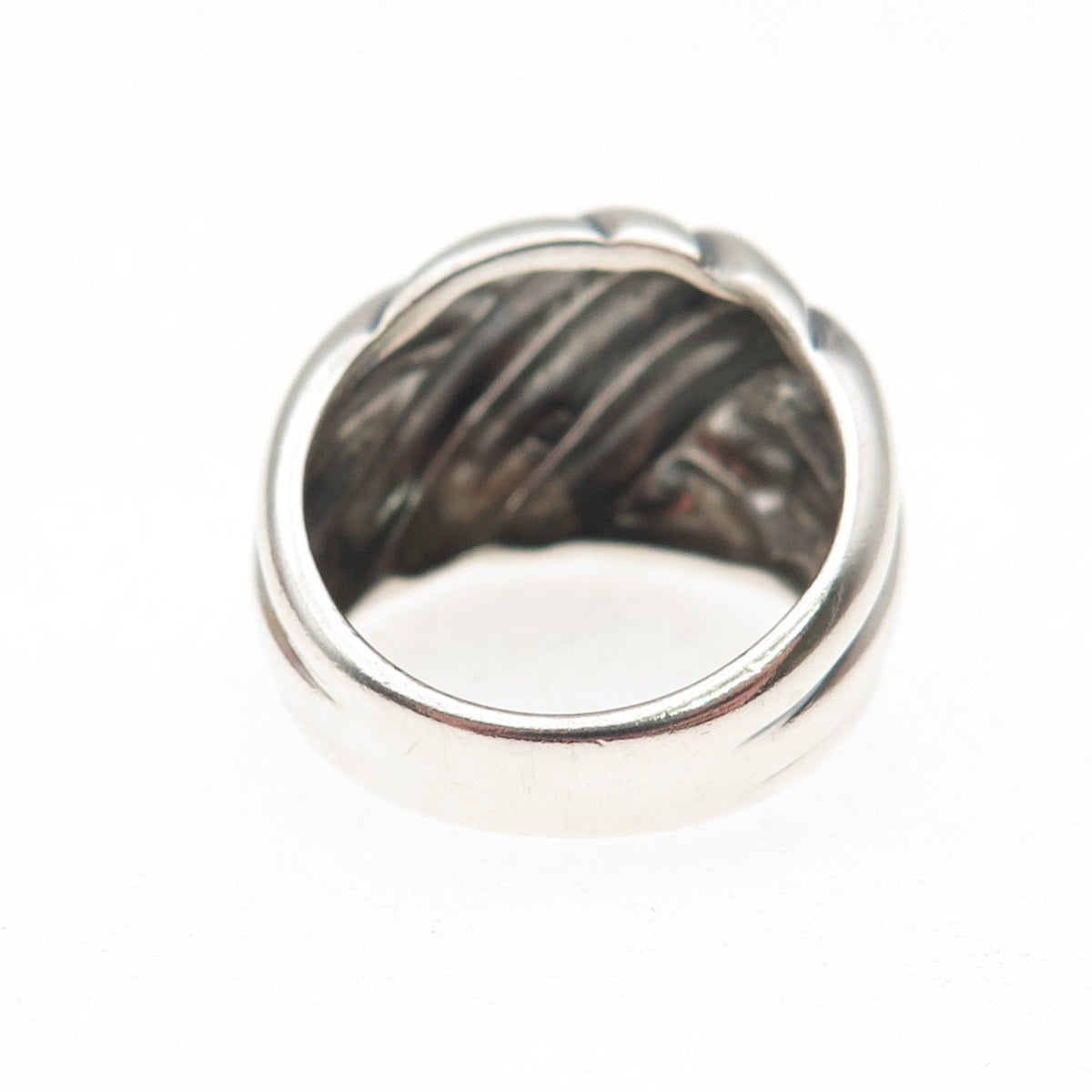 925 Sterling Silver Vintage Modernist Oxidized Ring Size 6.75