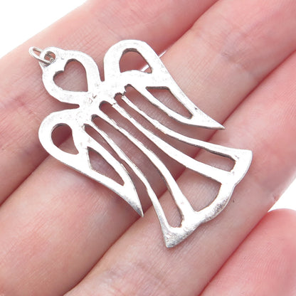 925 Sterling Silver Vintage Angel Cutout Oxidized Pendant