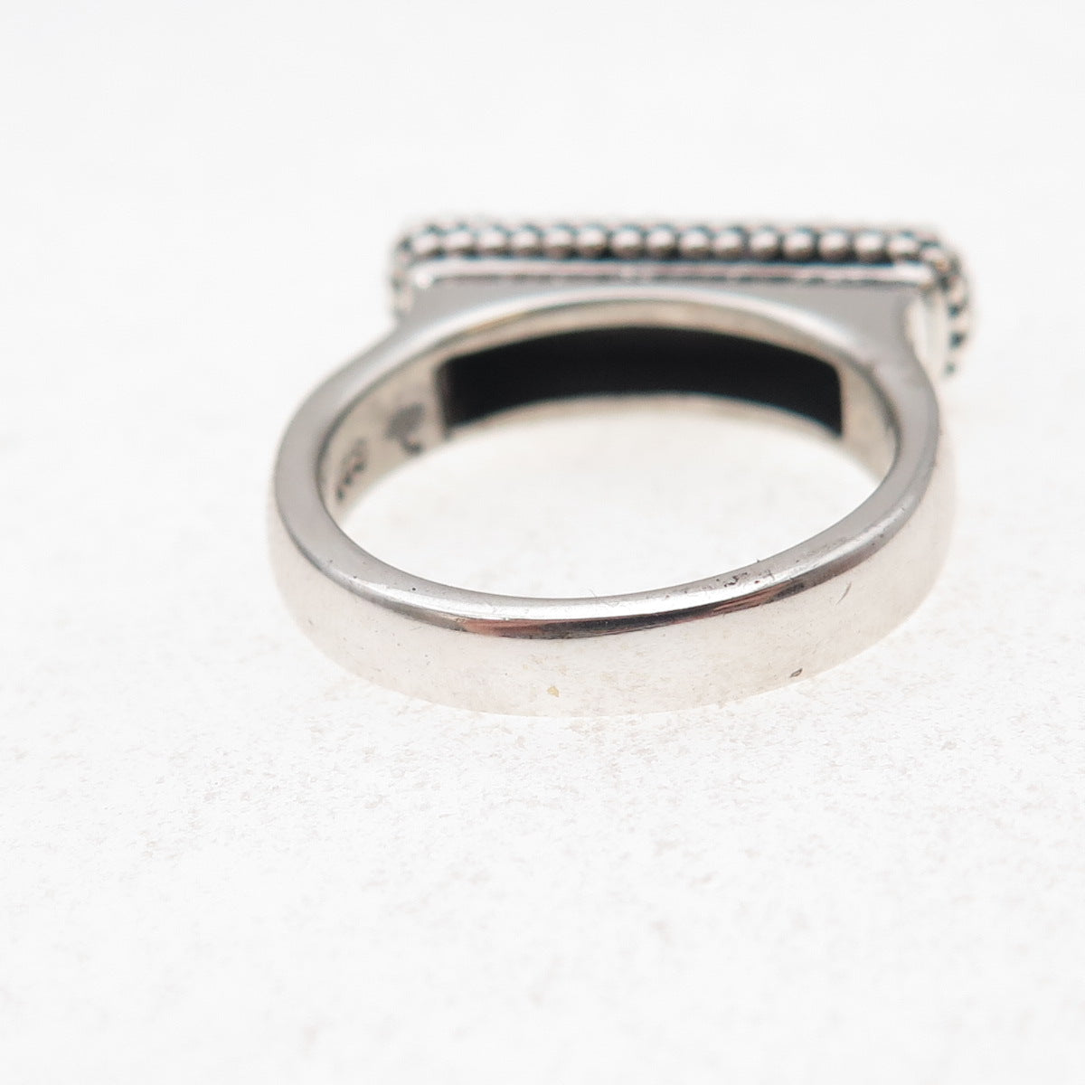 Boma Sterling Silver Vintage Real Lapis Modernist Bar Oxidized Ring Size 7.25