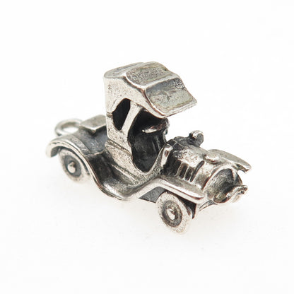 925 Sterling Silver Antique Art Deco Retro Car Oxidized 3D Charm Pendant