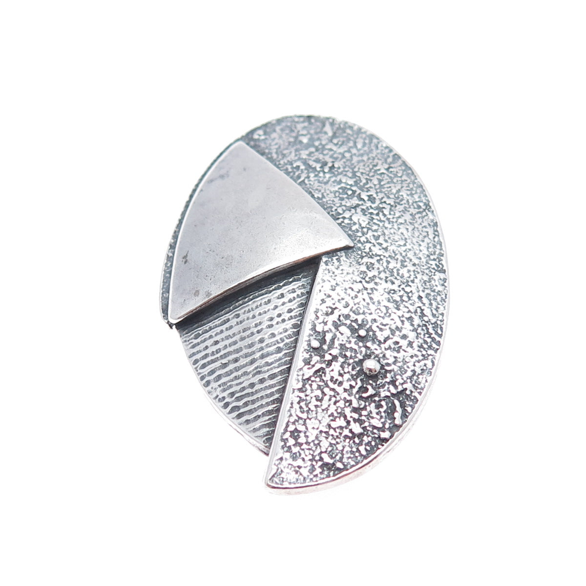 925 Sterling Silver Vintage Modernist Oxidized Pin Brooch