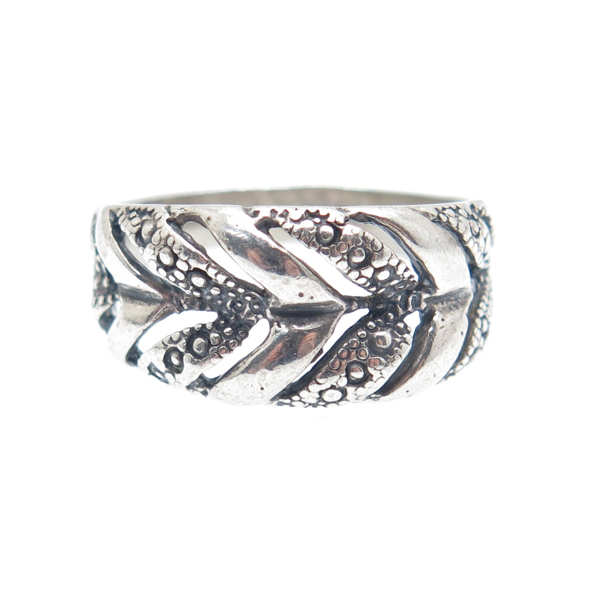 925 Sterling Silver Vintage AG Flower Arrow Oxidized Ring Size 8.75