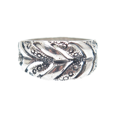925 Sterling Silver Vintage AG Flower Arrow Oxidized Ring Size 8.75