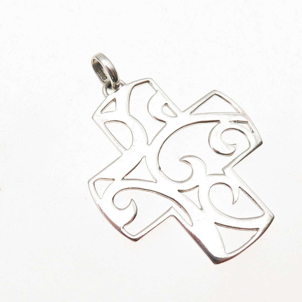 925 Sterling Silver Vintage Floral Ornate Cross Charm Pendant