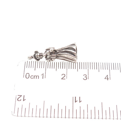 Sunwest 925 Sterling Silver Vintage Graduation Oxidized 3D Charm Pendant