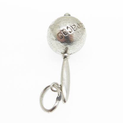 GOSEN 925 Sterling Silver Antique Art Deco Calypso Maracas Charm Pendant