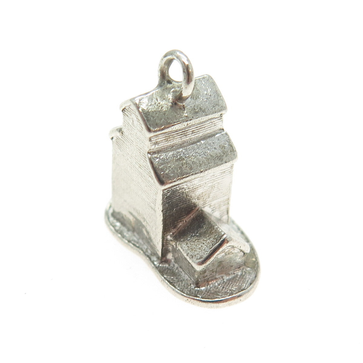 925 Sterling Silver Antique Old House 3D Pendant