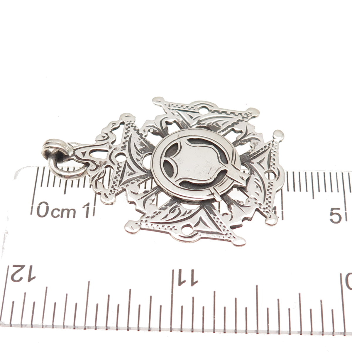 Herbert Bushell & Son Sterling Silver Antique 1928 Birmingham Cross Fob Pendant