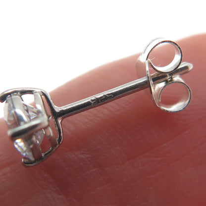 925 Sterling Silver Round-Cut C Z Stud Earrings