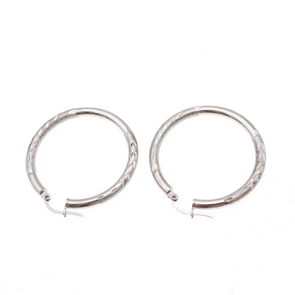 925 Sterling Silver Vintage Tube Hoop Earrings