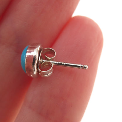 925 Sterling Silver Vintage Real Sleeping Beauty Turquoise Stud Earrings