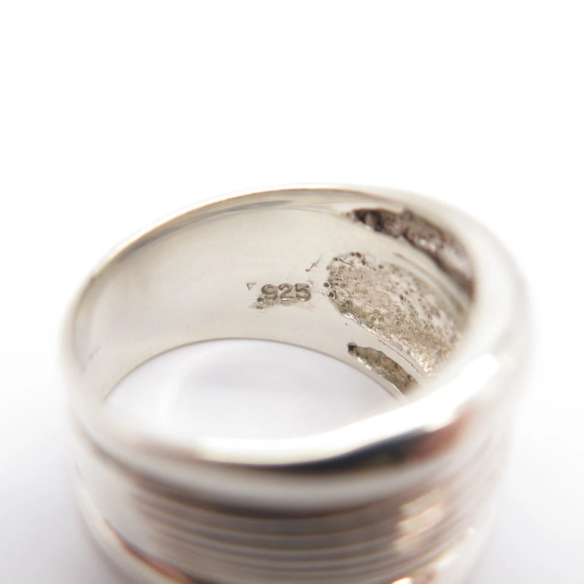925 Sterling Silver Vintage Concave Striped Ring Size 7.25