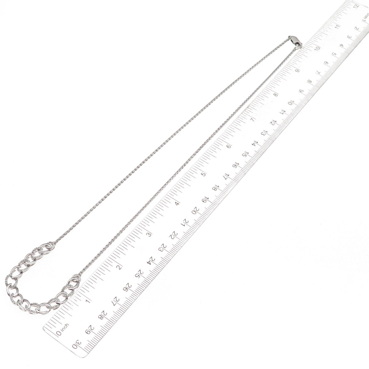 925 Sterling Silver Real Diamond Curb & Spiga Chain Necklace 20"