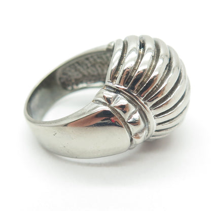 925 Sterling Silver Vintage Ribbed Domed Ring Size 6.25