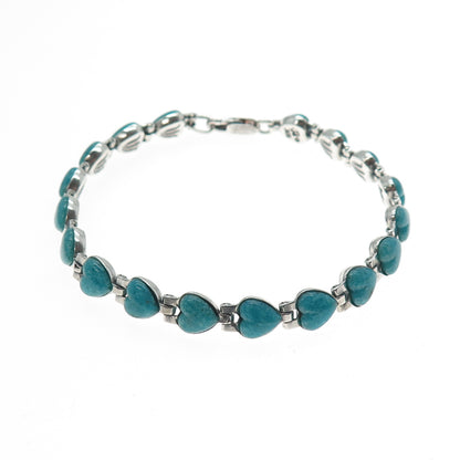CAROLYN POLLACK 925 Sterling Vintage Real Turquoise Inlay Heart Bracelet 7.25"