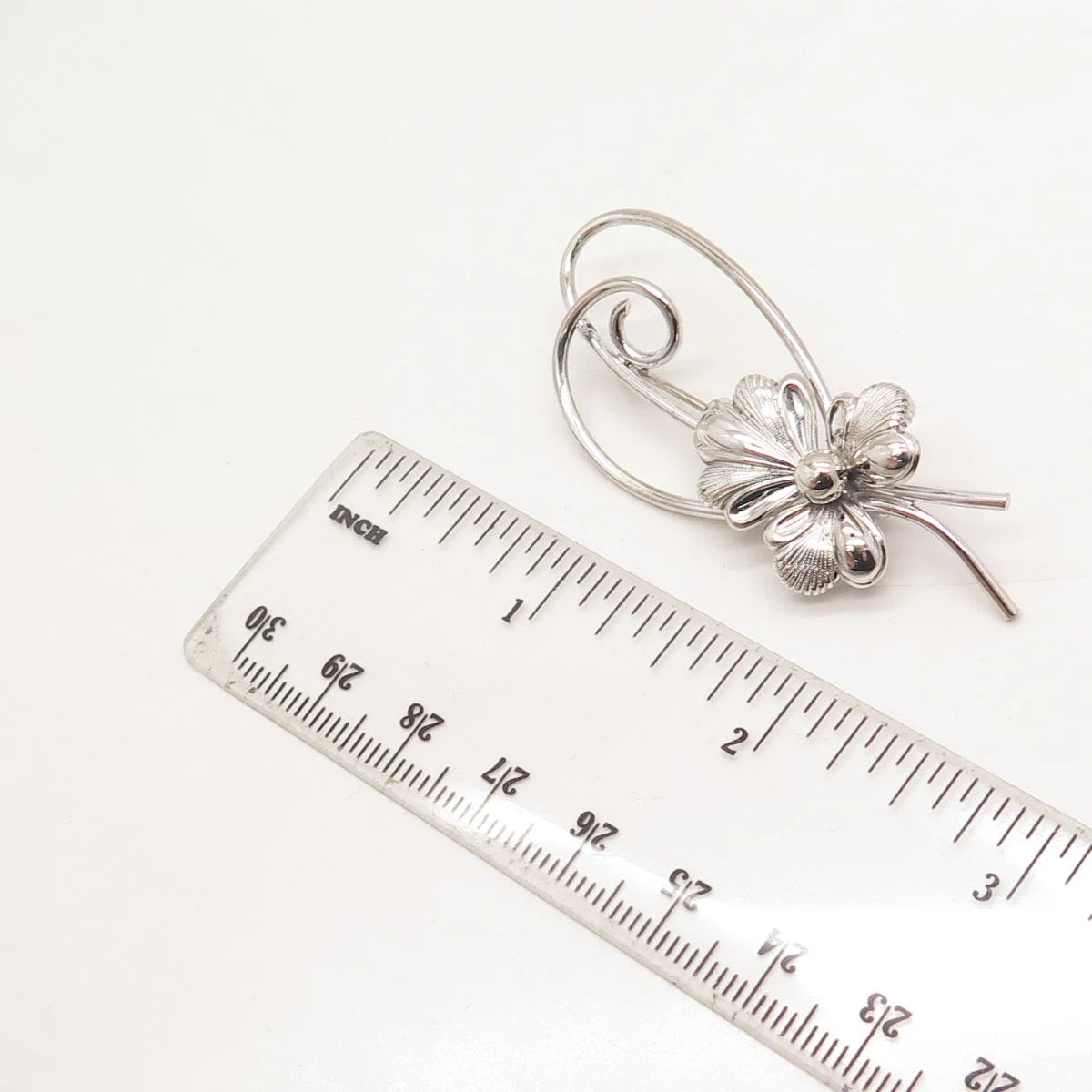 925 Sterling Silver Vintage Forstner Floral Pin Brooch