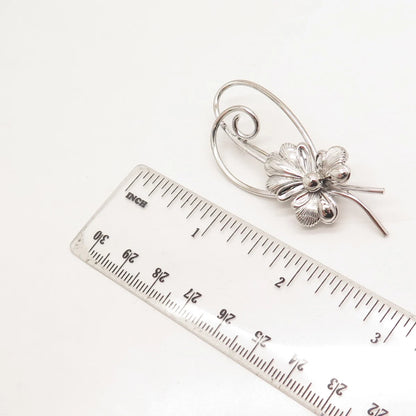 925 Sterling Silver Vintage Forstner Floral Pin Brooch