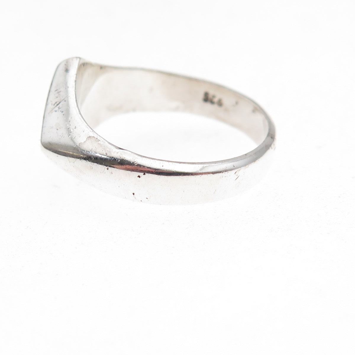 925 Sterling Silver Vintage Real Turquoise Inlay Oxidized Ring Size 7.75