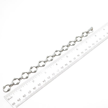 925 Sterling Silver Vintage Mexico Modernist Oval Link Bracelet 7"