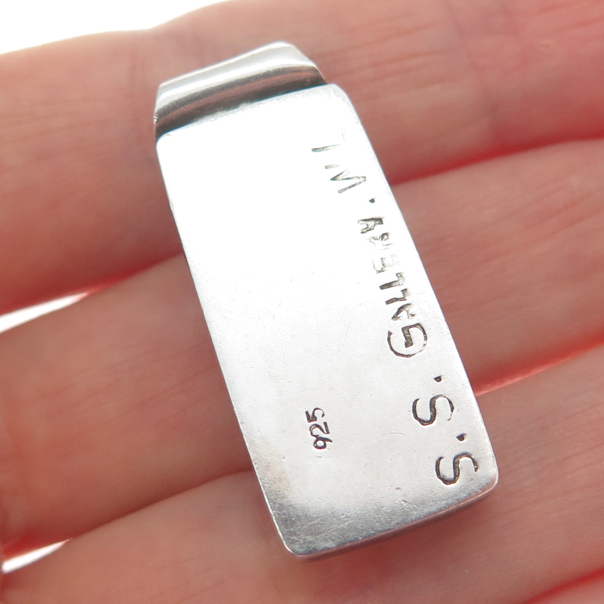 SS GALLERY WL Sterling Vintage Real Tourmaline Chinese Character Slide Pendant
